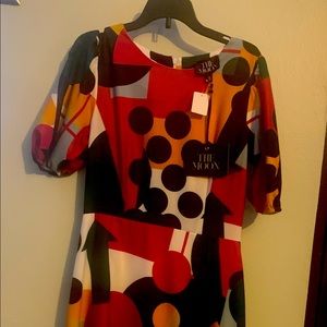 Multicolor open front dress.